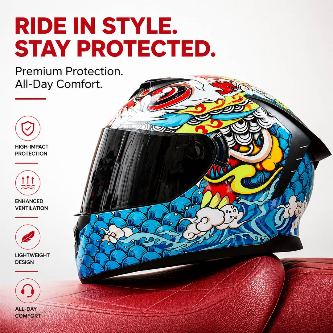 Premium Full Face Motorcycle Helmet Double Lens Inner Sun Visor Lightweight ABS Shell Removable Nose Guard Quick Release Buckle M L XL Sizes