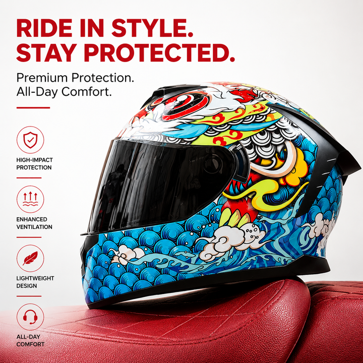 Premium Full Face Motorcycle Helmet Double Lens Inner Sun Visor Lightweight ABS Shell Removable Nose Guard Quick Release Buckle M L XL Sizes