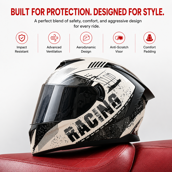 Premium Full Face Motorcycle Helmet Double Lens Inner Sun Visor Lightweight ABS Shell Removable Nose Guard Quick Release Buckle M L XL Sizes