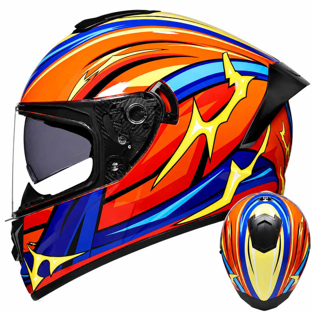 Premium Full Face Motorcycle Helmet Retro Tokyo Style Fiberglass Shell Clear Visor Racing Helmet Lightweight Comfortable Unisex Riding Gear