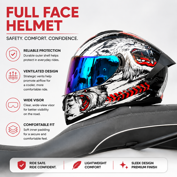 Premium Full Face Motorcycle Helmet Retro Tokyo Style Fiberglass Shell Clear Visor Racing Helmet Lightweight Comfortable Unisex Riding Gear