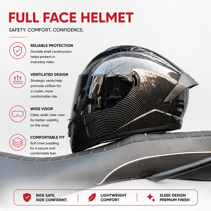 Premium Full Face Motorcycle Helmet Retro Tokyo Style Fiberglass Shell Clear Visor Racing Helmet Lightweight Comfortable Unisex Riding Gear