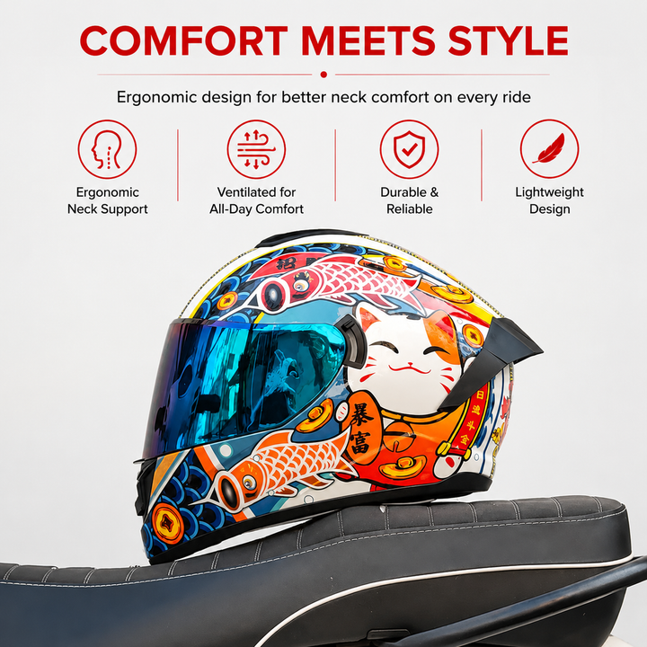 Premium Full Face Motorcycle Helmet Retro Tokyo Style Fiberglass Shell Clear Visor Racing Helmet Lightweight Comfortable Unisex Riding Gear