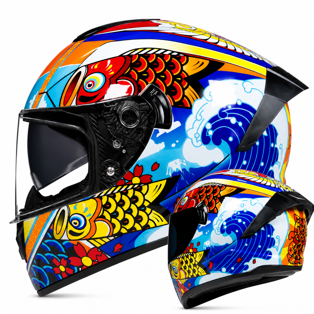 Premium Full Face Motorcycle Helmet Retro Tokyo Style Fiberglass Shell Clear Visor Racing Helmet Lightweight Comfortable Unisex Riding Gear