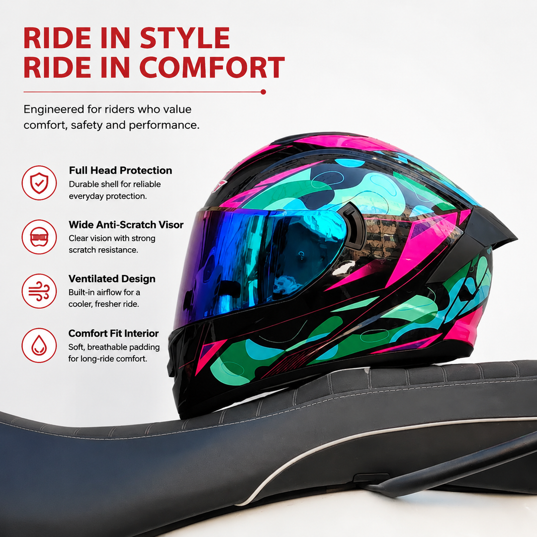 Premium Full Face Motorcycle Helmet Retro Tokyo Style Fiberglass Shell Clear Visor Racing Helmet Lightweight Comfortable Unisex Riding Gear