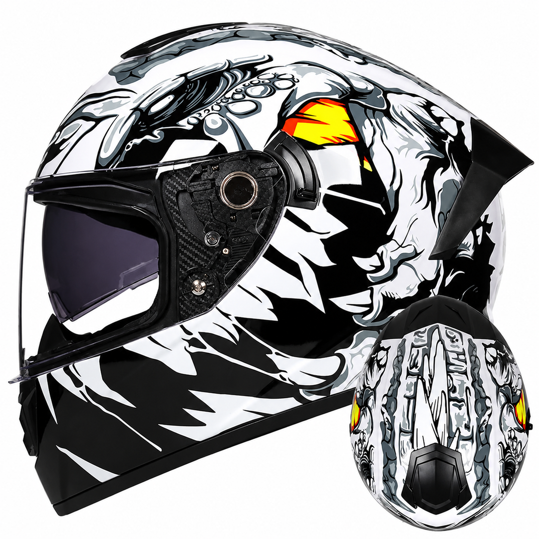 Premium Full Face Motorcycle Helmet Retro Tokyo Style Fiberglass Shell Clear Visor Racing Helmet Lightweight Comfortable Unisex Riding Gear
