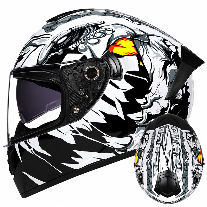 Premium Full Face Motorcycle Helmet Retro Tokyo Style Fiberglass Shell Clear Visor Racing Helmet Lightweight Comfortable Unisex Riding Gear