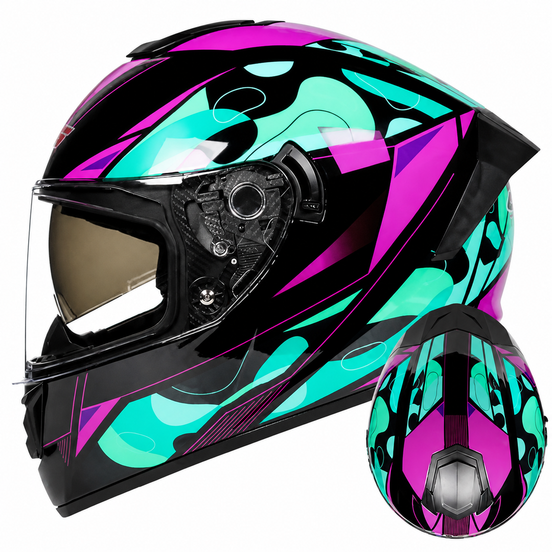 Premium Full Face Motorcycle Helmet Retro Tokyo Style Fiberglass Shell Clear Visor Racing Helmet Lightweight Comfortable Unisex Riding Gear