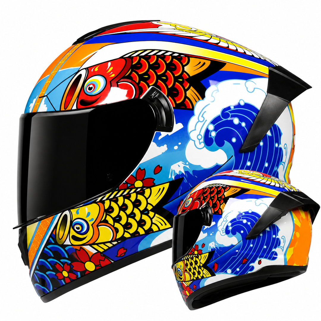 Premium Full Face Motorcycle Helmet Retro Tokyo Style Fiberglass Shell Clear Visor Racing Helmet Lightweight Comfortable Unisex Riding Gear