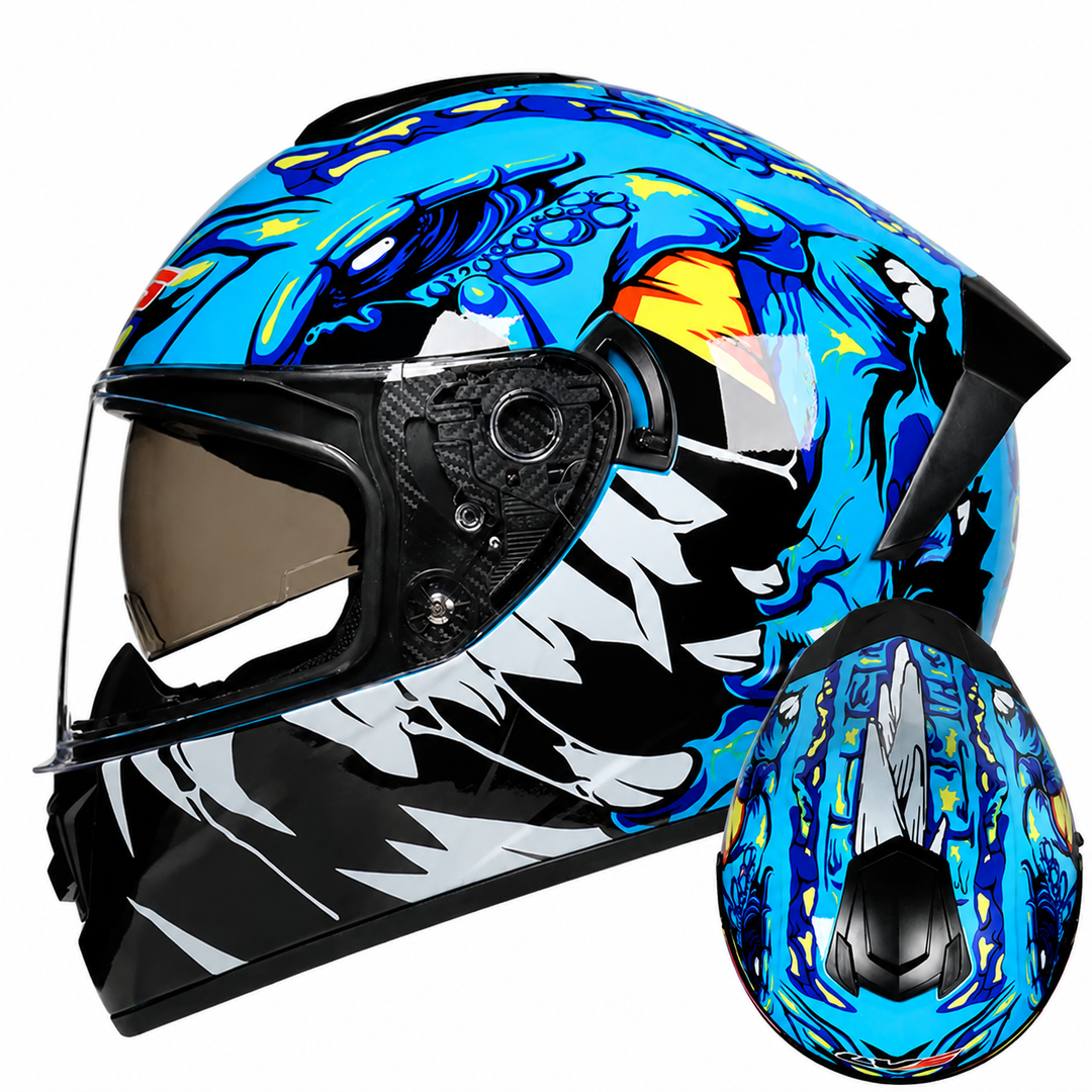 Premium Full Face Motorcycle Helmet Retro Tokyo Style Fiberglass Shell Clear Visor Racing Helmet Lightweight Comfortable Unisex Riding Gear