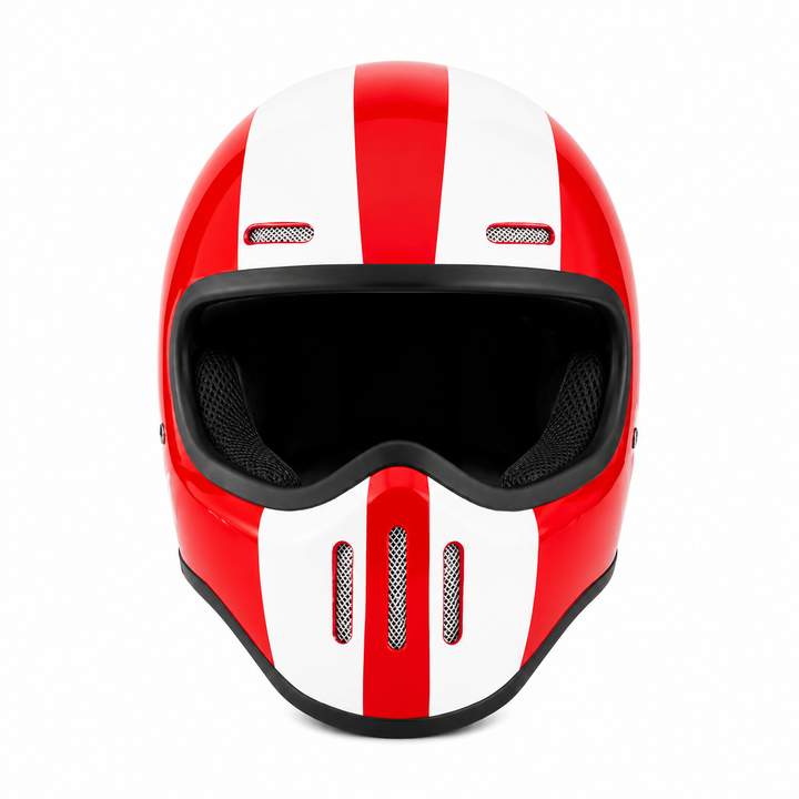 Premium Full Face Motorcycle Helmet Retro Tokyo TT Fiberglass Racing Helmet Clear Visor Lightweight Safety Casco Moto Unisex Riding Helmet Gear