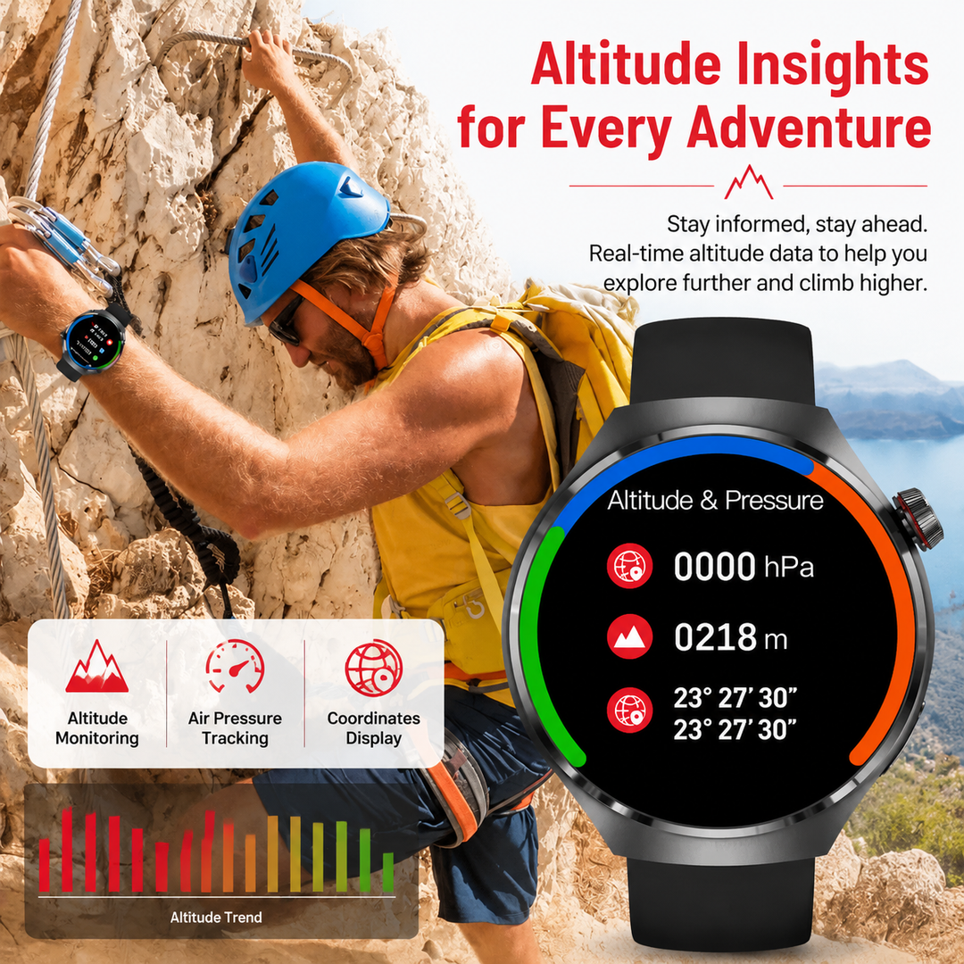 Premium GPS Smart Watch 1.53" AMOLED 360° Display Bluetooth Calling NFC IP68 Waterproof Fitness Tracker Heart Rate Sleep Monitor Multi Sport Modes GloryFit App