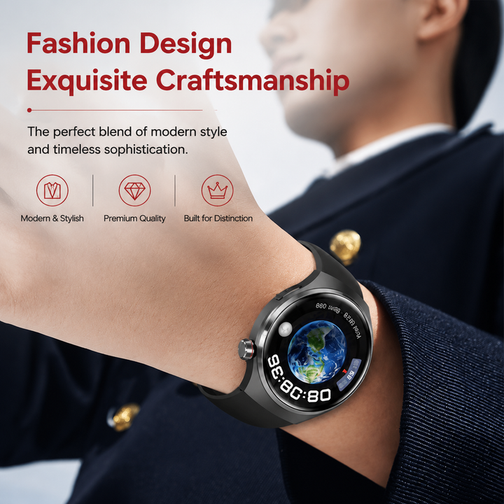 Premium GPS Smart Watch 1.53" AMOLED 360° Display Bluetooth Calling NFC IP68 Waterproof Fitness Tracker Heart Rate Sleep Monitor Multi Sport Modes GloryFit App