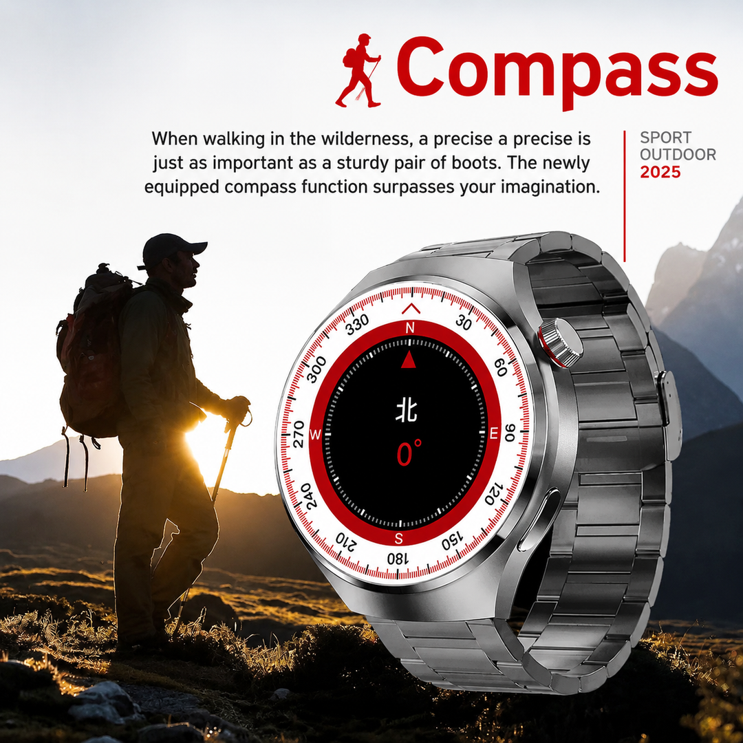 Premium GPS Smart Watch 1.53" AMOLED 360° Display Bluetooth Calling NFC IP68 Waterproof Fitness Tracker Heart Rate Sleep Monitor Multi Sport Modes GloryFit App