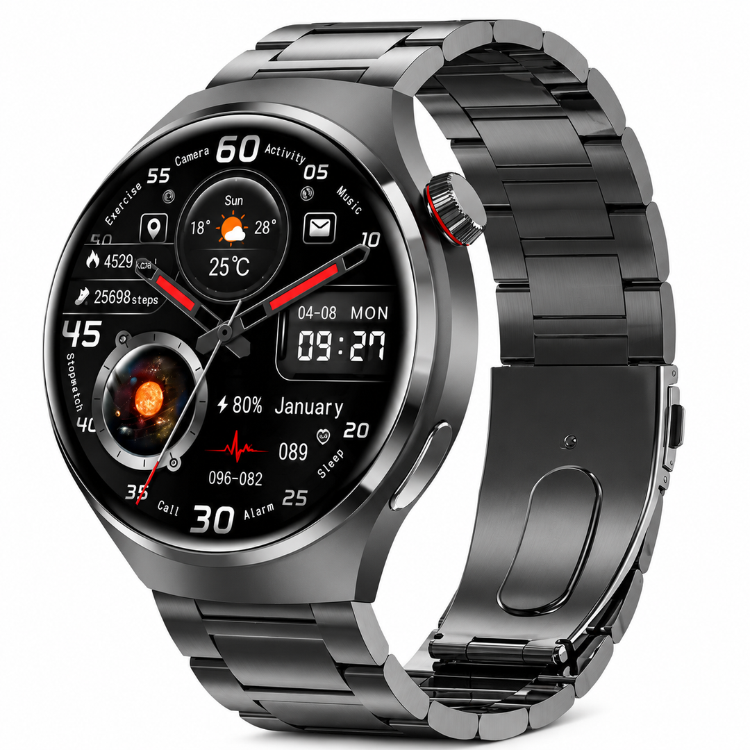 Premium GPS Smart Watch 1.53" AMOLED 360° Display Bluetooth Calling NFC IP68 Waterproof Fitness Tracker Heart Rate Sleep Monitor Multi Sport Modes GloryFit App
