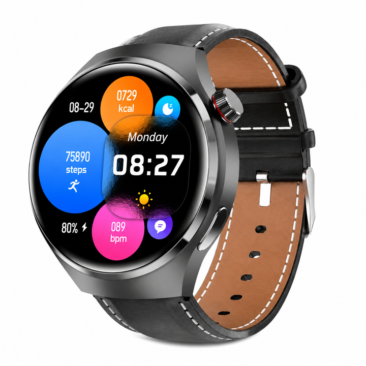 Premium GPS Smart Watch 1.53" AMOLED 360° Display Bluetooth Calling NFC IP68 Waterproof Fitness Tracker Heart Rate Sleep Monitor Multi Sport Modes GloryFit App