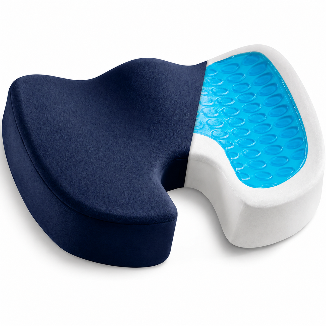 Premium Gel Memory Foam Seat Cushion Ergonomic Chair Pad Non Slip Support Cushion Breathable Washable Office Car Home Long Sitting Comfort Seat Pad