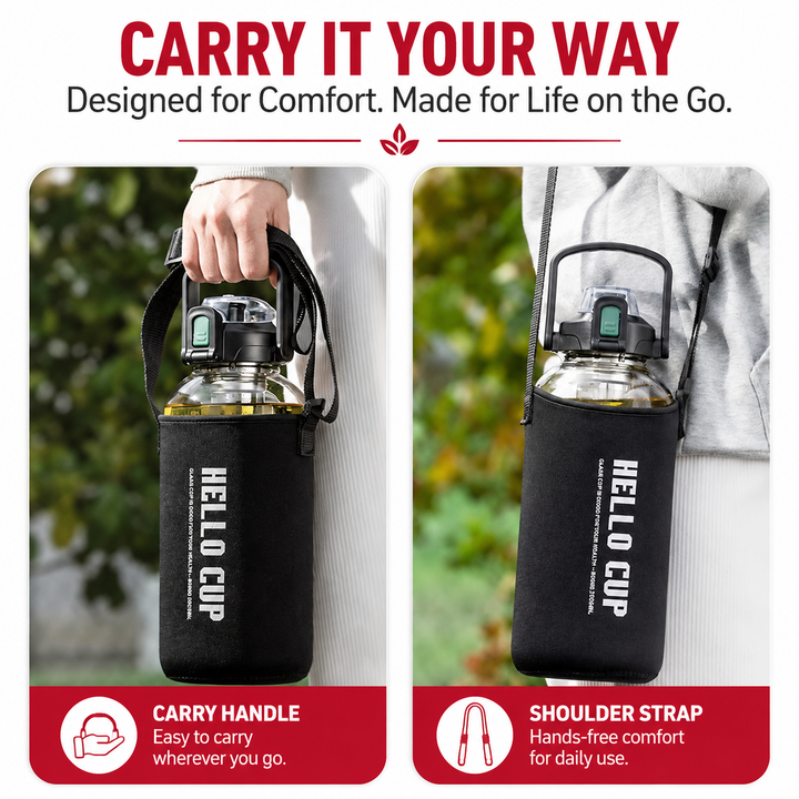 Premium Glass Tea Cup Large Capacity 800ml 1000ml 1500ml 2000ml Heat Resistant Bottle with Lid Straw Leak Proof Portable for Travel Sports Daily Use