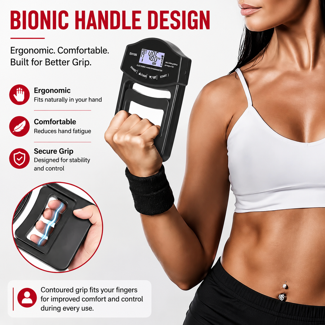 Premium Grip Strength Tester Digital Hand Dynamometer 120kg 265lbs LCD USB Rechargeable Adjustable Handle Power Meter Sports Training Home Gym Performance Tracker