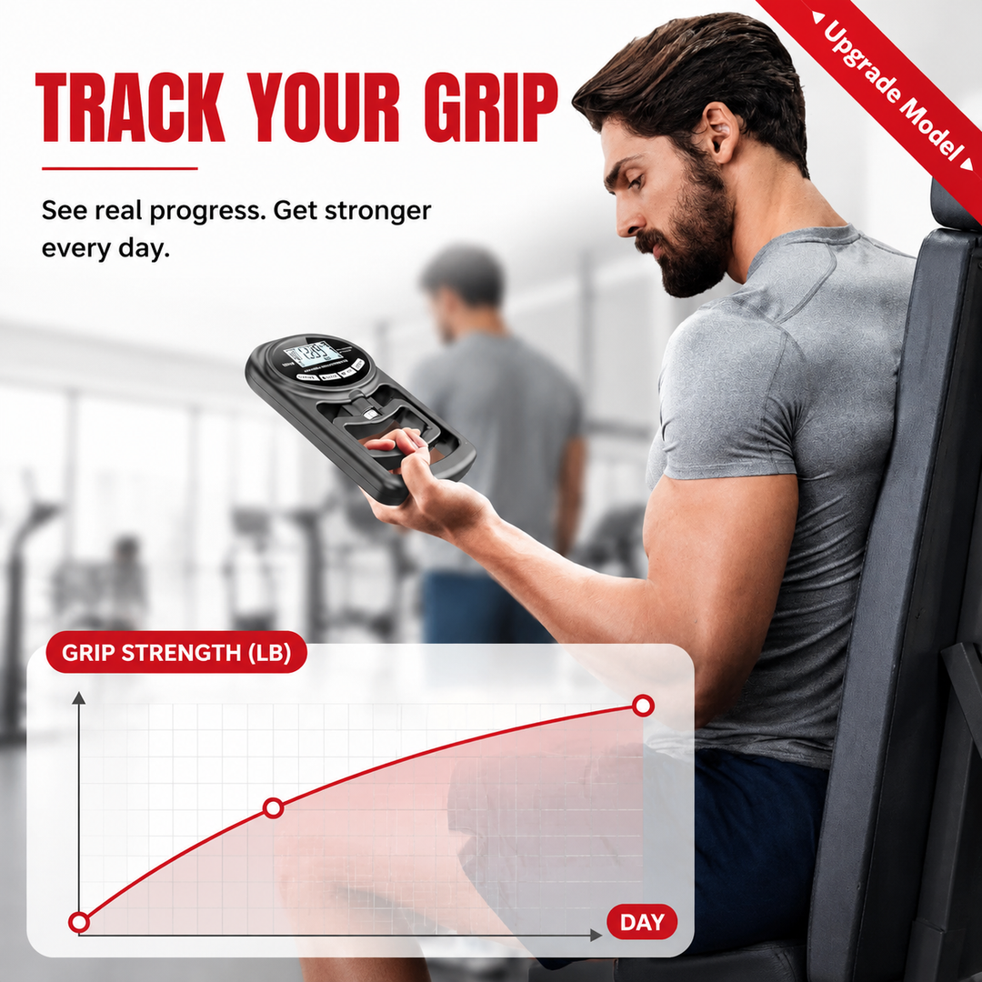 Premium Grip Strength Tester Digital Hand Dynamometer 120kg 265lbs LCD USB Rechargeable Adjustable Handle Power Meter Sports Training Home Gym Performance Tracker
