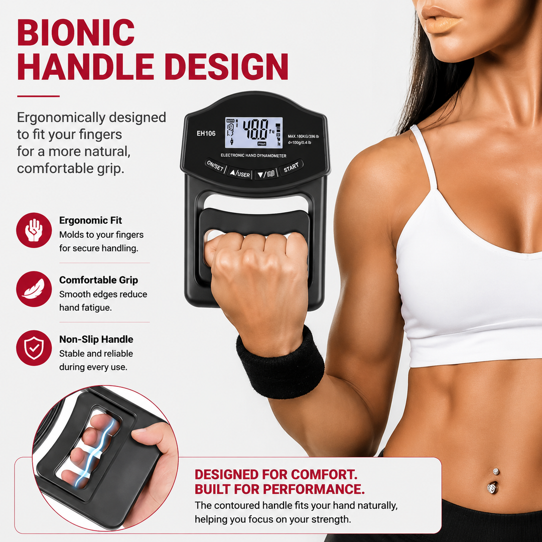 Premium Grip Strength Tester Digital Hand Dynamometer 265Lbs 120Kg LCD Screen USB Rechargeable Hand Power Meter Fitness Strength Training Device