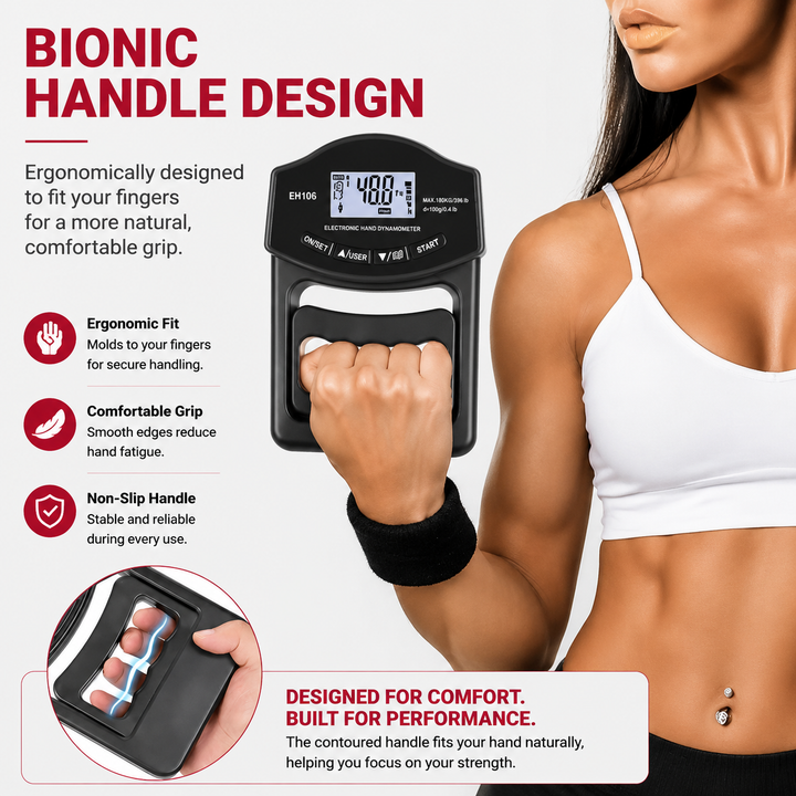Premium Grip Strength Tester Digital Hand Dynamometer 265Lbs 120Kg LCD Screen USB Rechargeable Hand Power Meter Fitness Strength Training Device