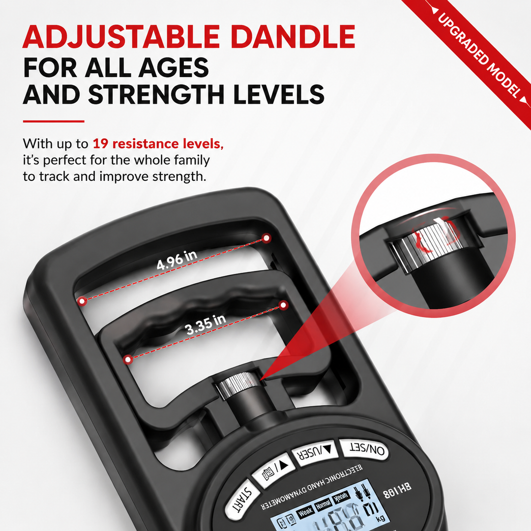 Premium Grip Strength Tester Digital Hand Dynamometer 265Lbs 120Kg LCD Screen USB Rechargeable Hand Power Meter Fitness Strength Training Device