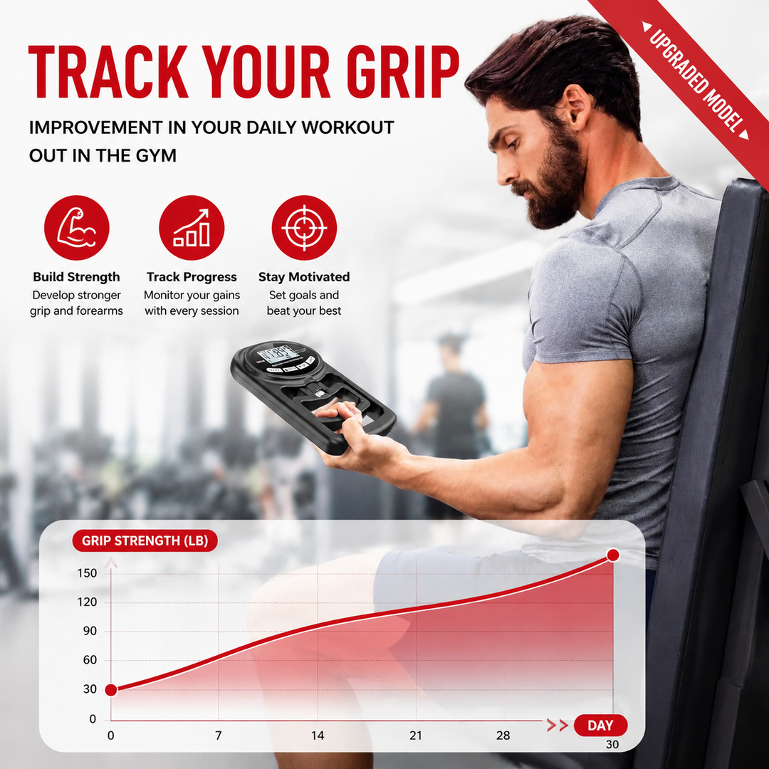 Premium Grip Strength Tester Digital Hand Dynamometer 265Lbs 120Kg LCD Screen USB Rechargeable Hand Power Meter Fitness Strength Training Device
