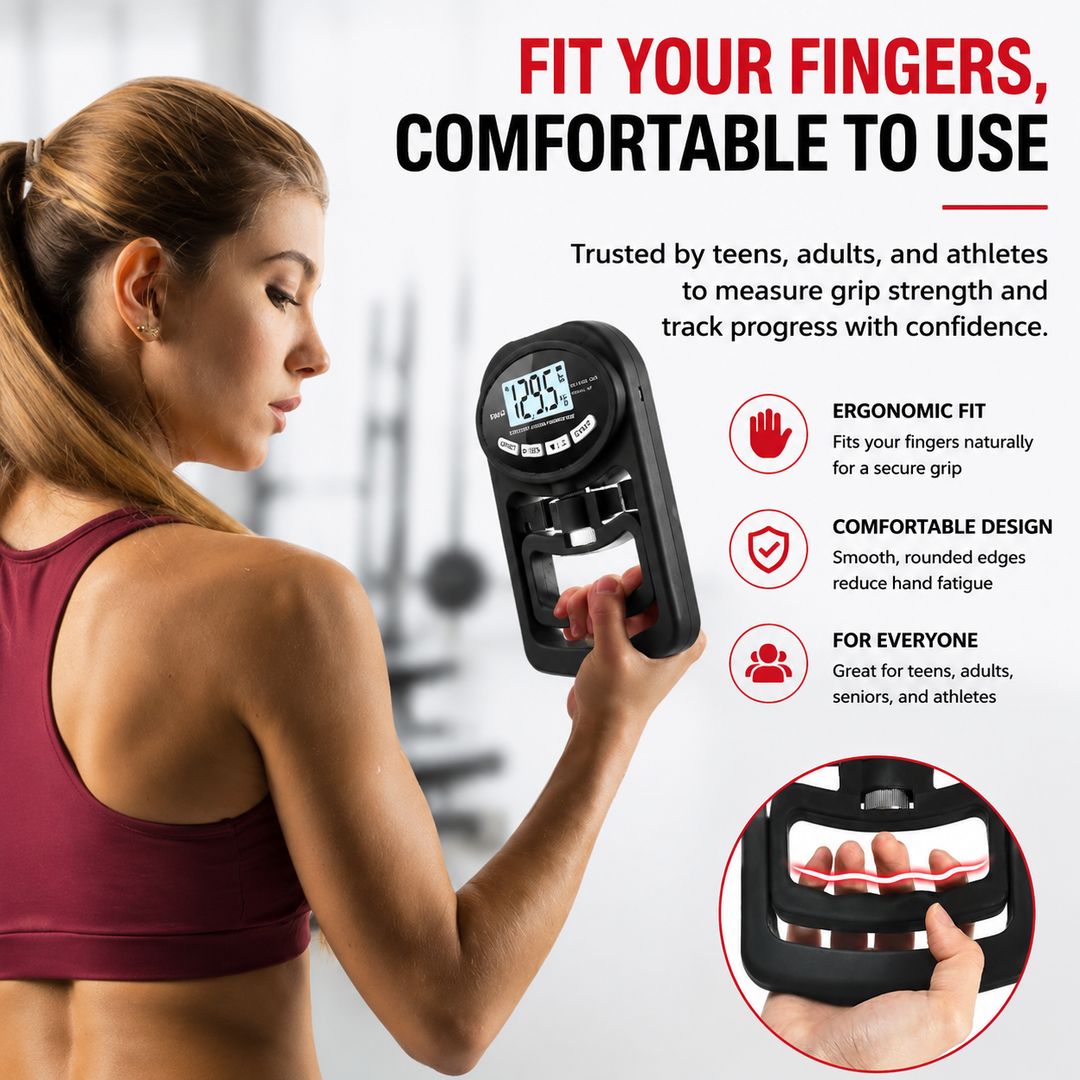 Premium Grip Strength Tester Digital Hand Dynamometer 265Lbs 120Kg LCD Screen USB Rechargeable Hand Power Meter Fitness Strength Training Device