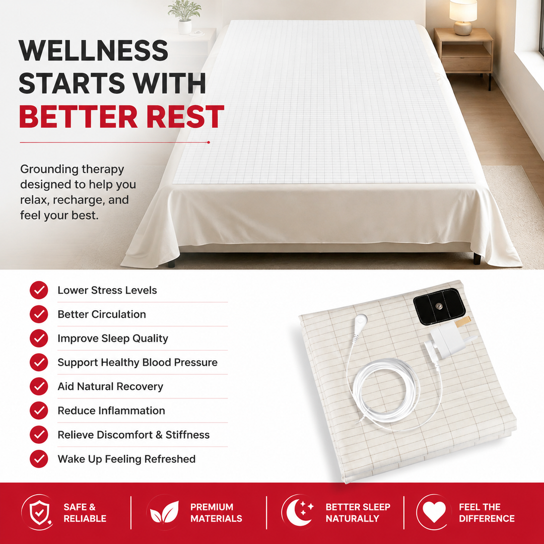 Premium Grounding Bed Sheet Earthing Sheet Organic Cotton Silver Fiber Conductive Grounding Cable Sleep Support Wellness Sleep Aid Bedding