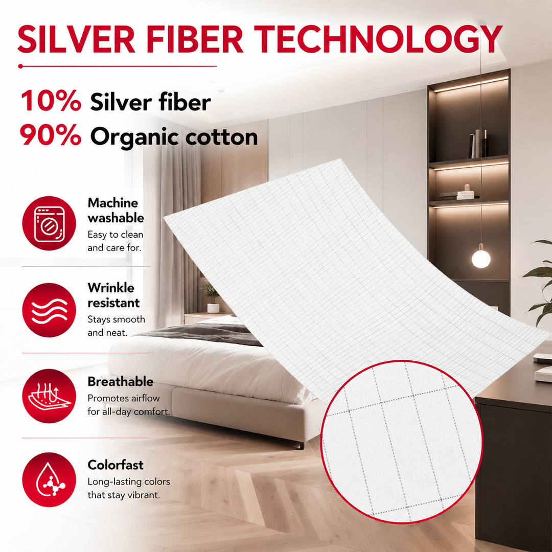 Premium Grounding Bed Sheet Earthing Sheet Organic Cotton Silver Fiber Conductive Grounding Cable Sleep Support Wellness Sleep Aid Bedding