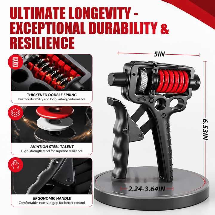 Premium Hand Grip Strengthener Adjustable 5–165kg Steel Spring Gripper Wrist Trainer Forearm Exerciser Portable Grip Training Tool Home Gym Fitness Device
