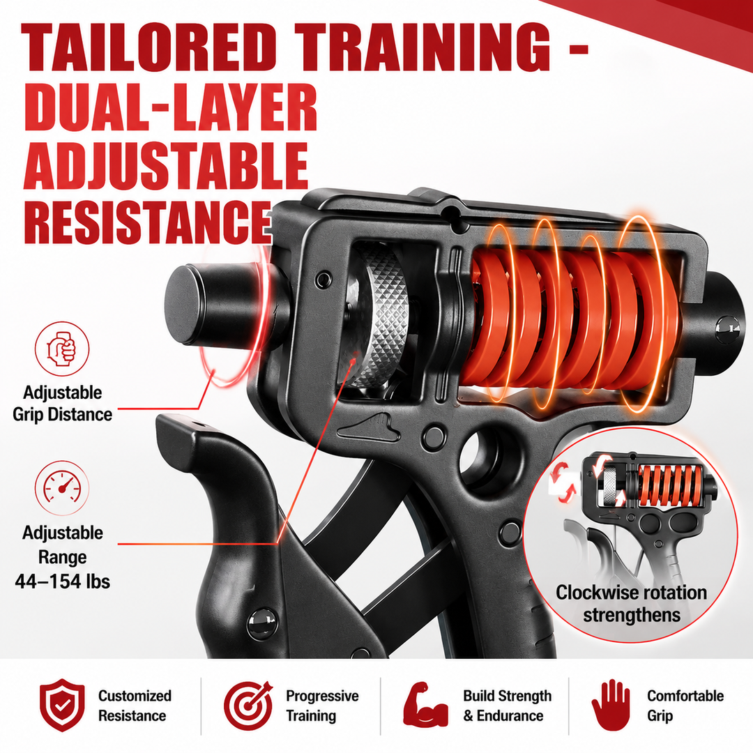 Premium Hand Grip Strengthener Adjustable 5–165kg Steel Spring Gripper Wrist Trainer Forearm Exerciser Portable Grip Training Tool Home Gym Fitness Device