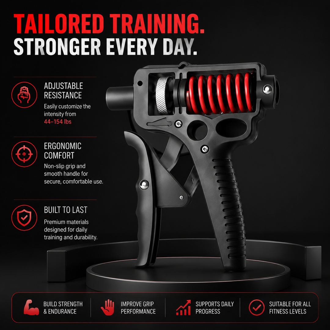 Premium Hand Grip Strengthener Adjustable 5–165kg Steel Spring Gripper Wrist Trainer Forearm Exerciser Portable Grip Training Tool Home Gym Fitness Device