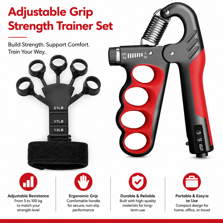 Premium Hand Grip Strengthener Adjustable 5 to 100kg Steel Spring Gripper with Counter Non Slip Handle Wrist Forearm Trainer Portable Gym Home Fitness Device