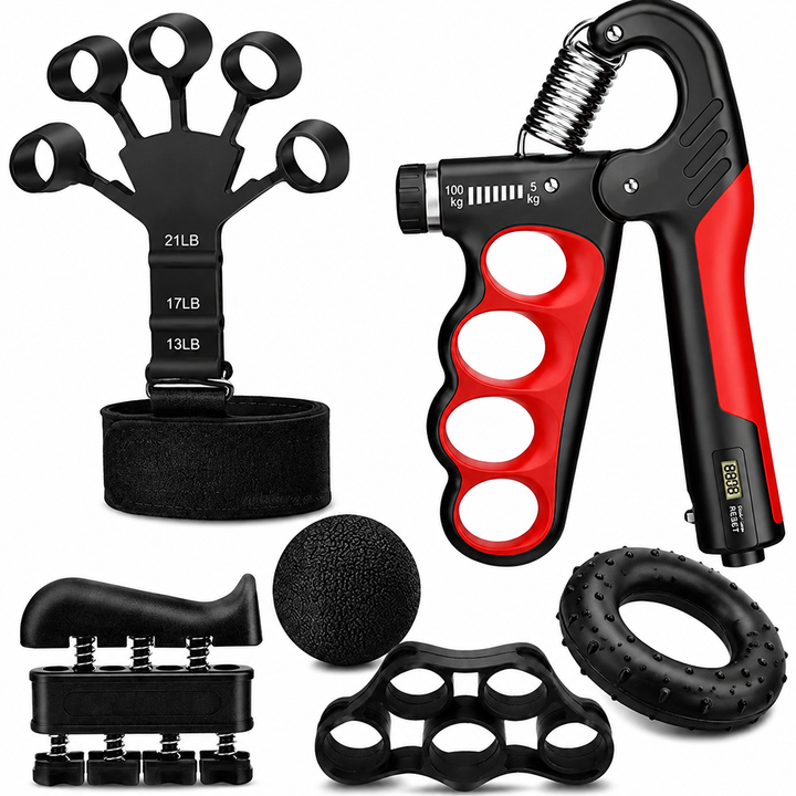 Premium Hand Grip Strengthener Adjustable 5 to 100kg Steel Spring Gripper with Counter Non Slip Handle Wrist Forearm Trainer Portable Gym Home Fitness Device