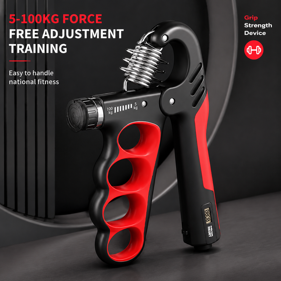 Premium Hand Grip Strengthener Adjustable 5 to 100kg Steel Spring Gripper with Counter Non Slip Handle Wrist Forearm Trainer Portable Gym Home Fitness Device