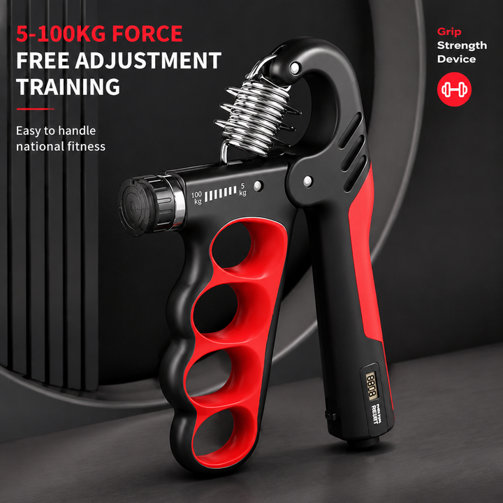Premium Hand Grip Strengthener Adjustable 5 to 100kg Steel Spring Gripper with Counter Non Slip Handle Wrist Forearm Trainer Portable Gym Home Fitness Device