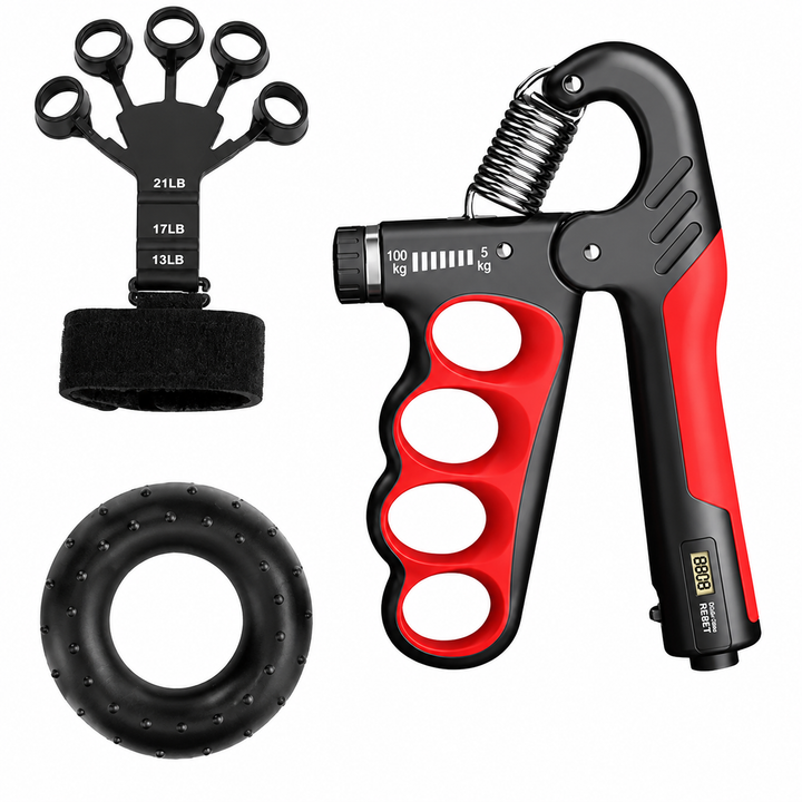 Premium Hand Grip Strengthener Adjustable 5 to 100kg Steel Spring Gripper with Counter Non Slip Handle Wrist Forearm Trainer Portable Gym Home Fitness Device