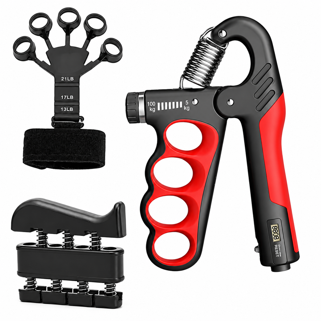 Premium Hand Grip Strengthener Adjustable 5 to 100kg Steel Spring Gripper with Counter Non Slip Handle Wrist Forearm Trainer Portable Gym Home Fitness Device
