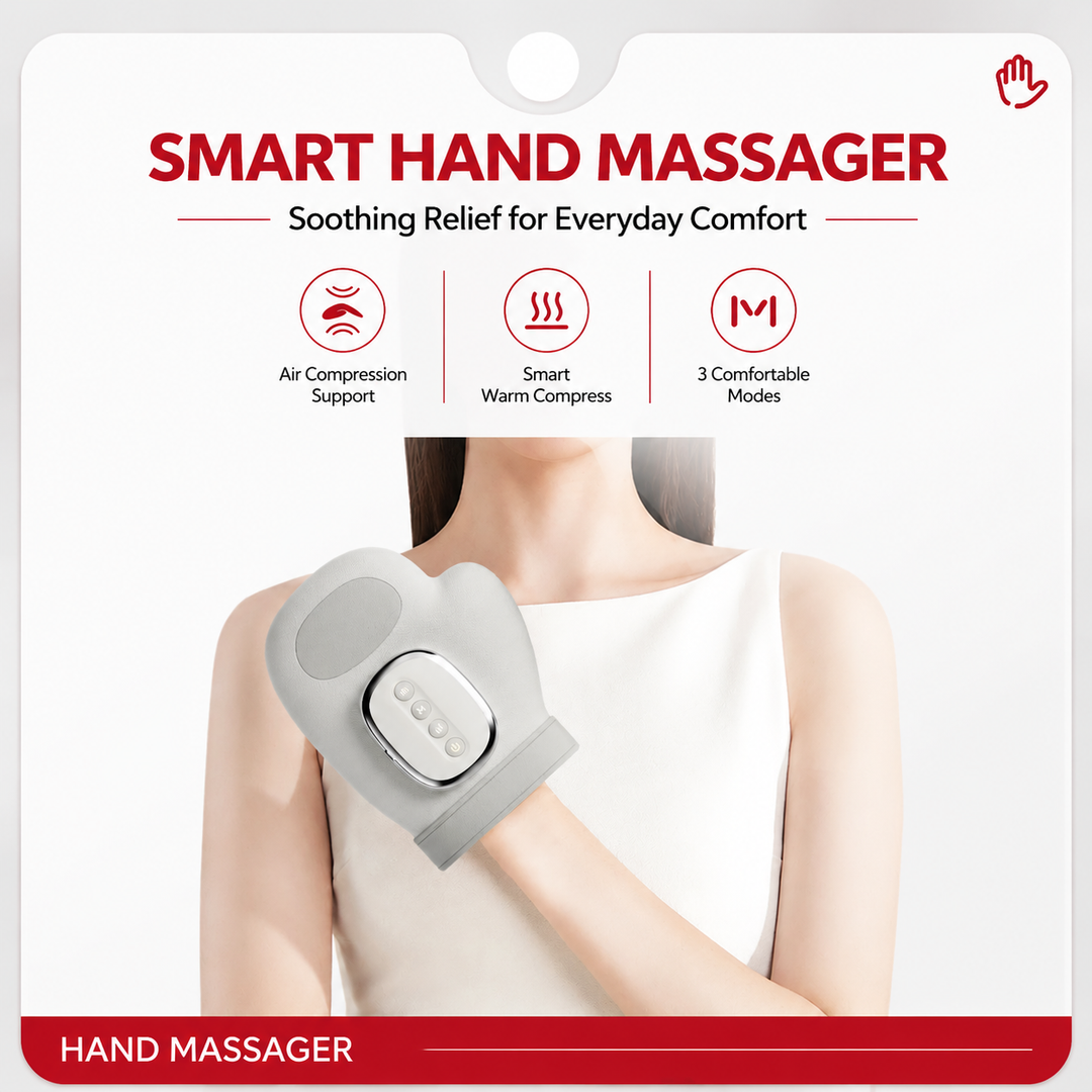 Premium Hand Massager with Heat Cordless Air Compression Hand Massager for Fingers Palm Wrist Pain Relief Portable USB Rechargeable Therapy Device