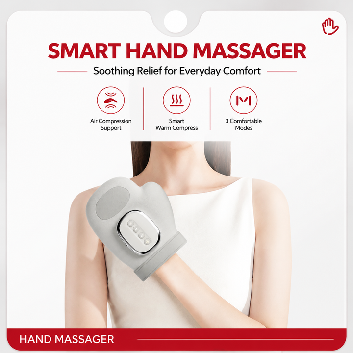 Premium Hand Massager with Heat Cordless Air Compression Hand Massager for Fingers Palm Wrist Pain Relief Portable USB Rechargeable Therapy Device