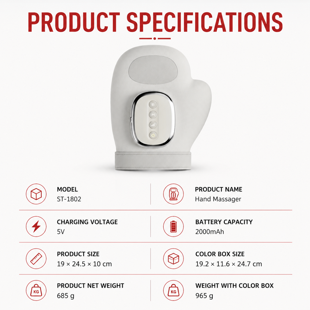 Premium Hand Massager with Heat Cordless Air Compression Hand Massager for Fingers Palm Wrist Pain Relief Portable USB Rechargeable Therapy Device