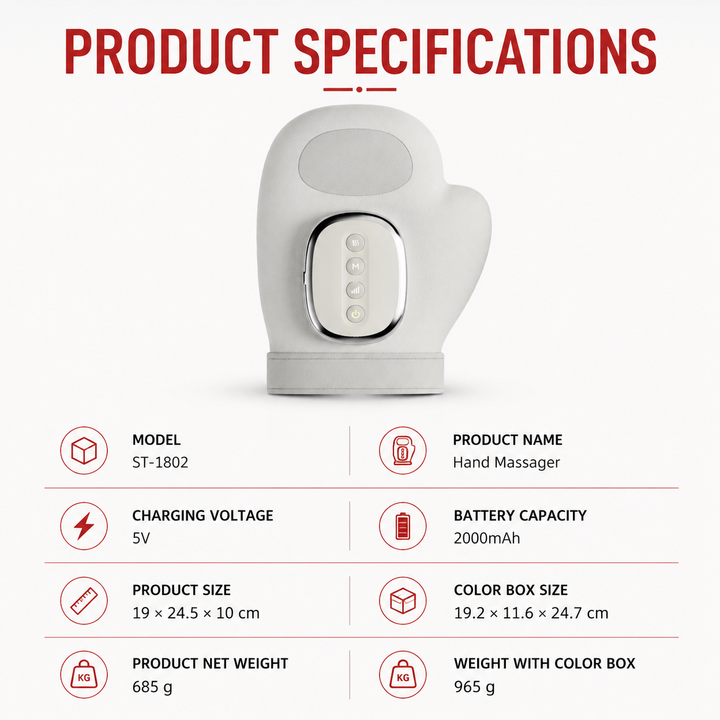 Premium Hand Massager with Heat Cordless Air Compression Hand Massager for Fingers Palm Wrist Pain Relief Portable USB Rechargeable Therapy Device