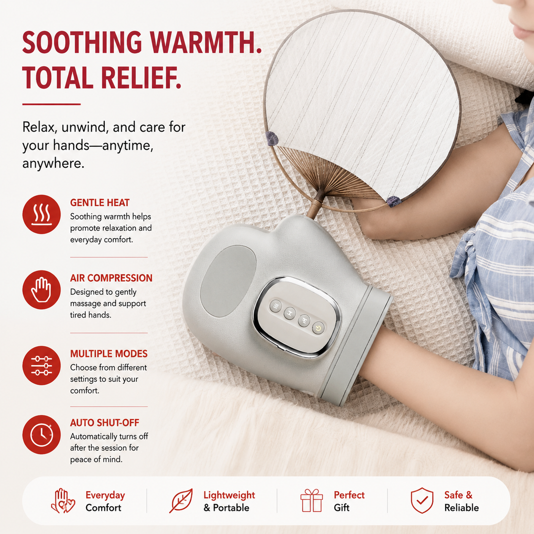 Premium Hand Massager with Heat Cordless Air Compression Hand Massager for Fingers Palm Wrist Pain Relief Portable USB Rechargeable Therapy Device
