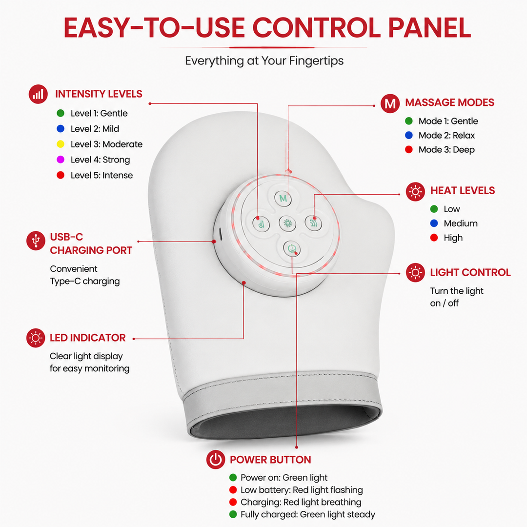 Premium Hand Massager with Heat Electric Air Compression Hand Massager for Fingers Palms Wrists Arthritis Relief Cordless Rechargeable Home Therapy Device