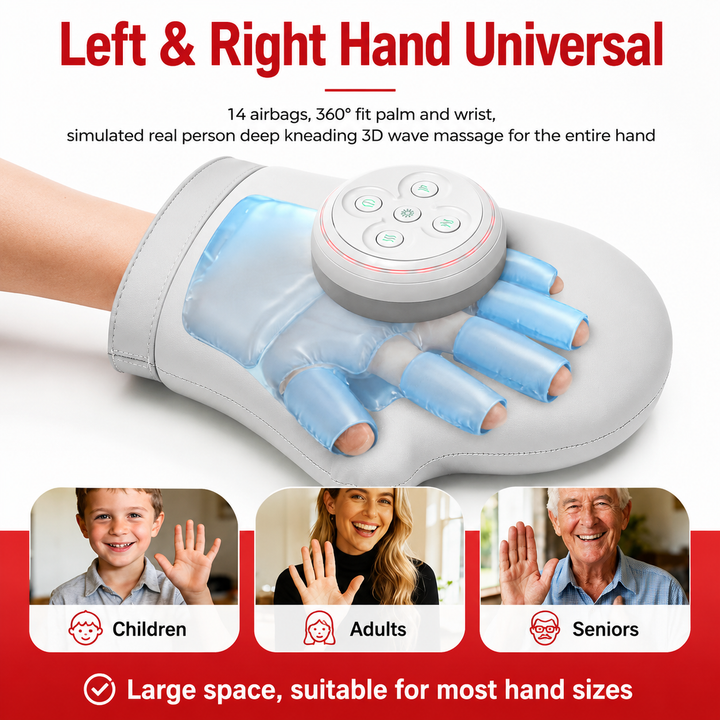 Premium Hand Massager with Heat Electric Air Compression Hand Massager for Fingers Palms Wrists Arthritis Relief Cordless Rechargeable Home Therapy Device