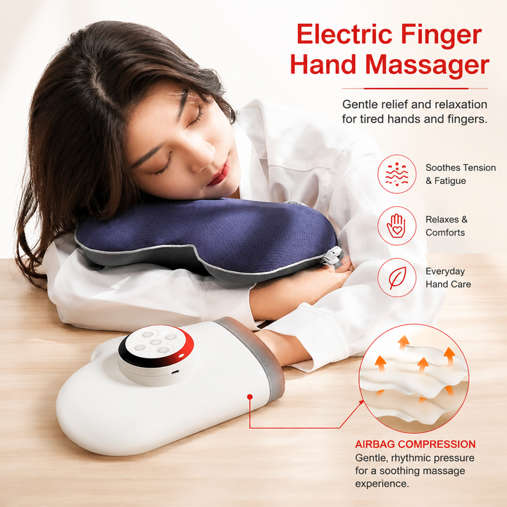Premium Hand Massager with Heat Electric Air Compression Hand Massager for Fingers Palms Wrists Arthritis Relief Cordless Rechargeable Home Therapy Device