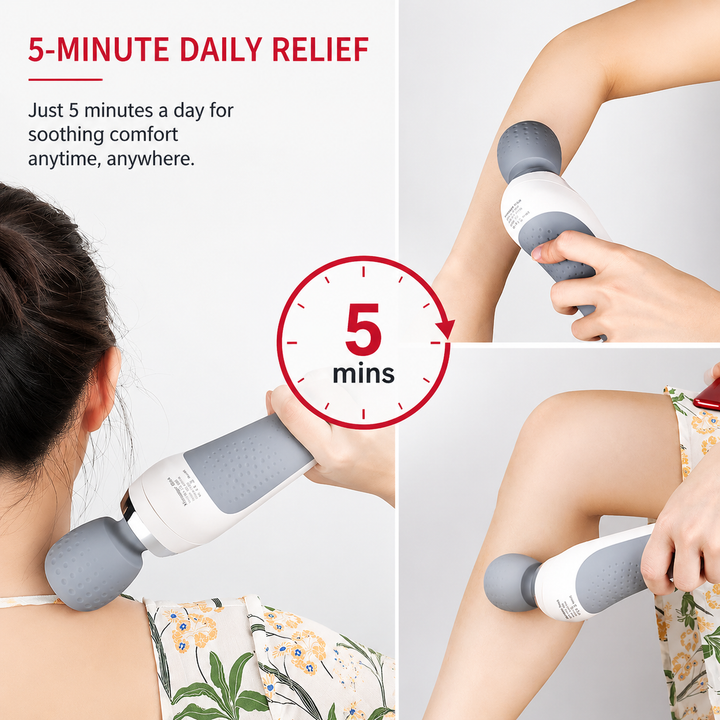 Premium Handheld Electric Massager Vibration Wand USB Rechargeable Cordless 5 Modes Muscle Massager Neck Back Shoulder Relief Home Travel Use