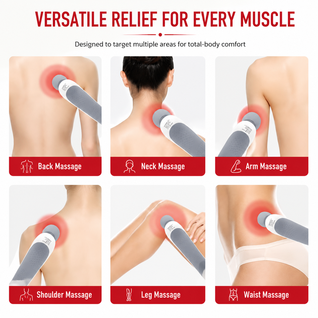 Premium Handheld Electric Massager Vibration Wand USB Rechargeable Cordless 5 Modes Muscle Massager Neck Back Shoulder Relief Home Travel Use